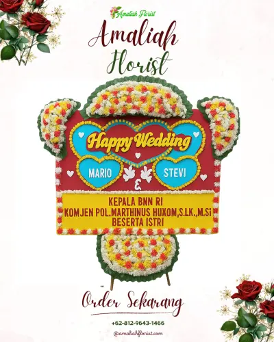 Karangan Papan Bunga Pernikahan di Rembun
